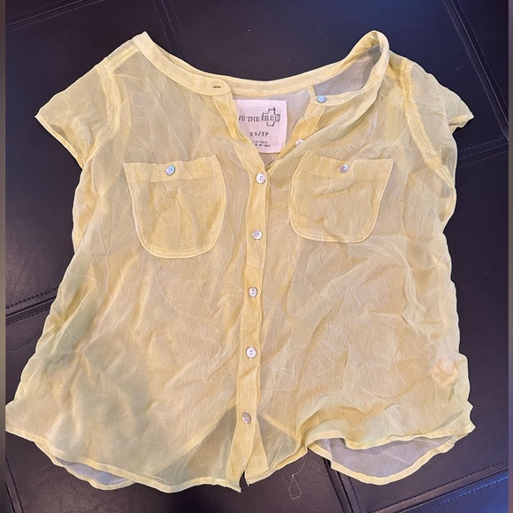 Free People Spellbound Button Up Golden XSmall - Picture 3 of 4